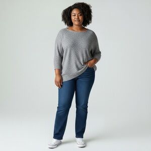 Kenar Light Heather Gray Scoop Neck Top